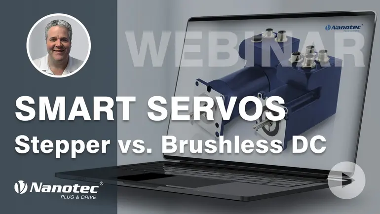 Smart servo stepper and brushless DC servo motors by Nanotec, offering advanced control solutions for high-performance automation and robotics applications