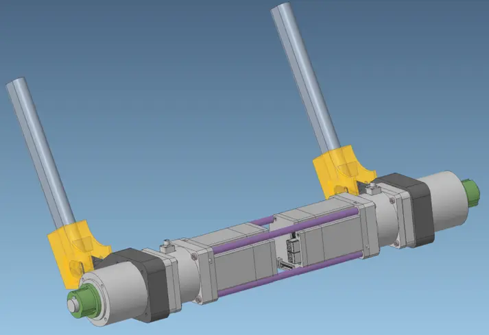 The BuddyBuggy rear axle powered by Nanotec technology: Two PD6-CB brushless DC motors, a GP80 planetary gearbox, and two BCD80 spring-applied brakes enable precise control and increase safety on inclines.